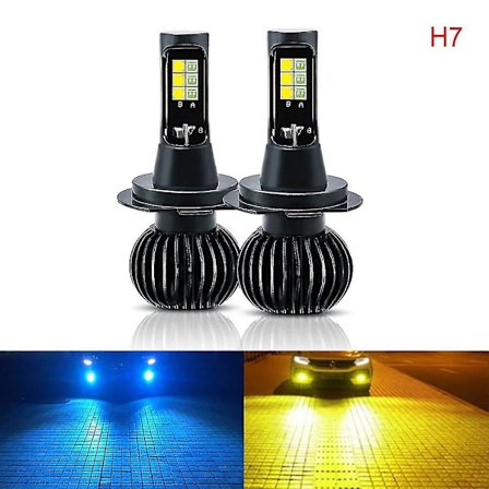 Bilstrålkastare Dimljus Dioder Dubbel Färg H3 H7 H11 H8 H9 Hb3 Hb4 9005 9006 H27 880 881 H4 Billampa Isblåvit Gul {Db}