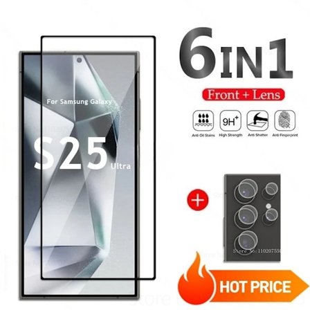 【3+3】3 st 9D Härdat Glas Skärmskydd + 3 st Kameraskydd Film för Samsung Galaxy S23 S24FE/S20 S21 Plus/S22/S25 Ultra