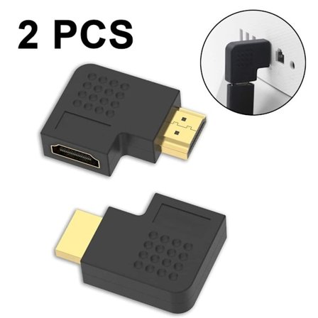 VCE 2-pack HDMI-vinkeladapter 4K HDMI-vinkelkontakt 90 graders rät vinkel