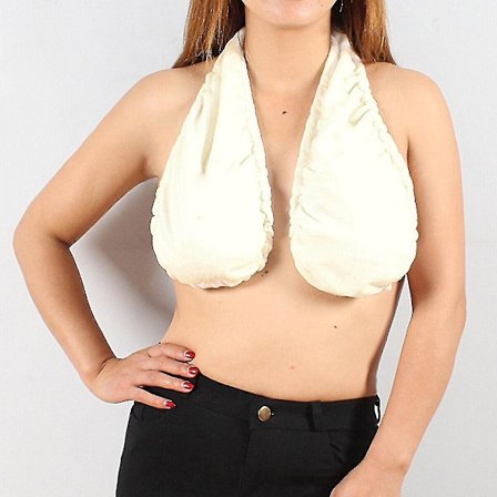 Dame Tata Towel BH Crop Neck Wrap Undertøy Solid Fløyel Polyester Vdw[HK]