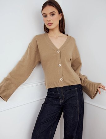 Noella Lenyx Knit Cardigan - Beige - XL