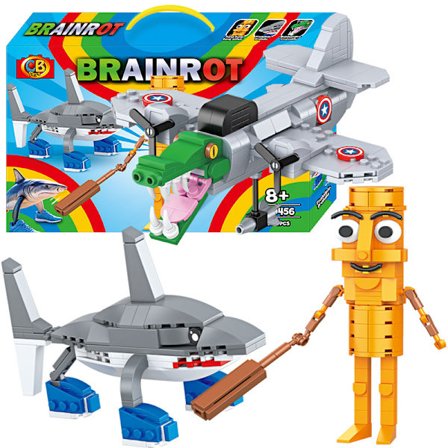 Sæt med 3 - Brainrot byggeklodssæt - Byggeklodsfigursamling