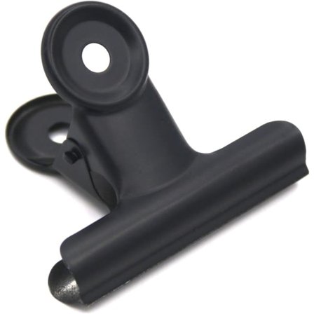 CDQ 12-pak store metallklips med hull for håndverk, poser, bilder (svart 63 mm)