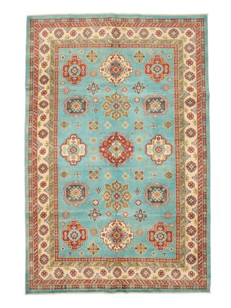 Alfombra Oriental Kazak Fine 196X293 Marrón/Verde (Lana, Afganistán)