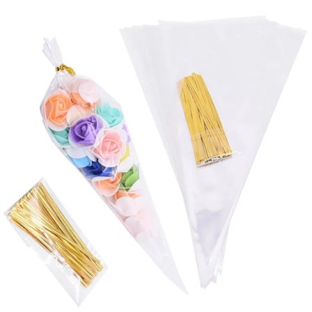 50 stykker Klar kjegle godteri oppbevaring poser kjegler transprant plast pose popcorn godteri poser