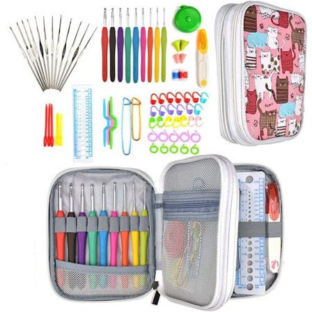 72 stycken aluminium stickningsnålar kit DIY stickningsverktyg virkning