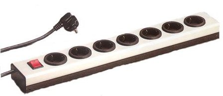 LKB 1925334 Grenuttak 2-polet, jordet, opplyst bryter 9 uttak, Stikkontakter & kabler