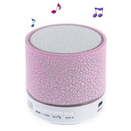 Sprekkmønster A9 Stereo Trådløs Bluetooth Håndfri Høytaler Med LED-lys Støtter TF-kort - Rosa