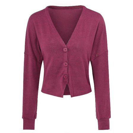 Puuvillainen naisten V-aukkoinen muotisuunniteltu väljä yksivärinen rento neuletakki, 15 väriä