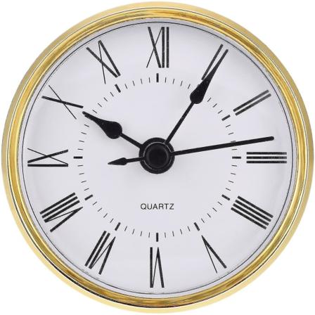 2,8 tuuman (70 mm) roomalaisin numeroin varustettu kvartsikellon sisäosa kultaisella reunuksella_llk13