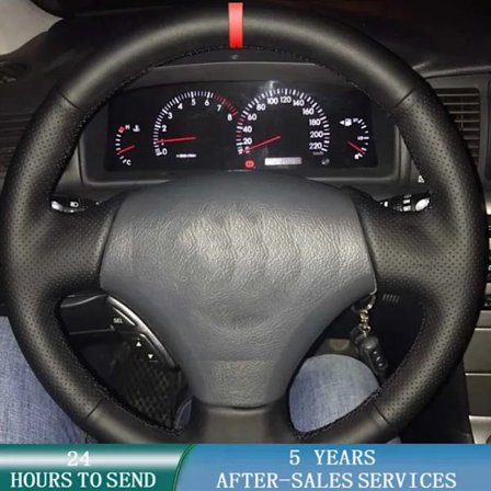 Anpassat bilrattsskydd halkfritt läderfläta för kompatibel med Toyota Vios Mark 2 Corolla 2000-2004 Lexus GS430 GS300 2004