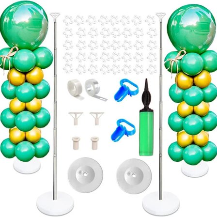 Metall Ballongsøyle Stativsett, 2 Sett med 2 Meter Høydejusterbare Ballongtårn med Gjenbrukbar Uttrekkbar Design Partydekorasjon