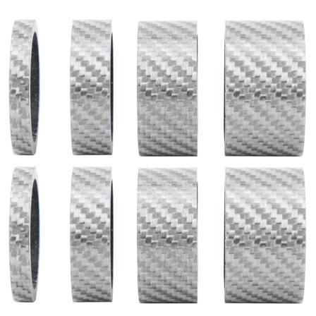 2 sæt kulfiber 5/10/15/20 mm Cykelheadset Forgaffel Spacer Stængel Cykelskive Sølv