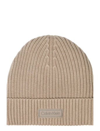 Calvin Klein | Patch Chunky Rib Cotton Beanie | ONE SIZE
