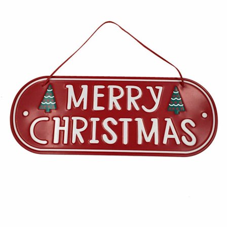 Julhängande skylt i järn, julskylt för dörr, dekorativt MERRY CHRISTMAS-hängande bräde för julgran, dörr, vägg, dekoration