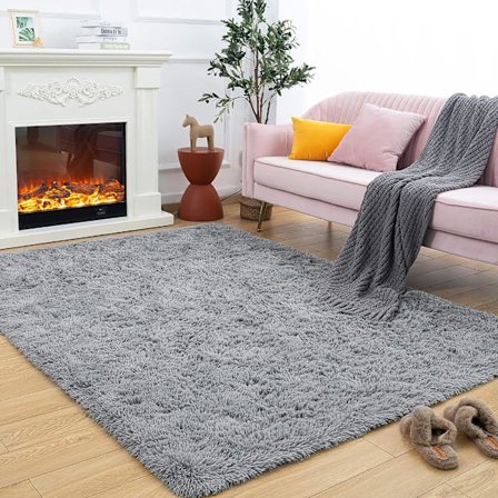 Luddig vardagsrumsmatta sängmatta stor storlek mjuk matta sovrumsmatta modern stil dekorativ matta för vardagsrum sovrum soffmatta (grå, 160 x 230 cm)