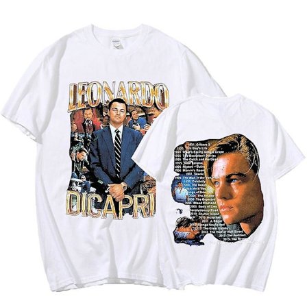 Marino Morwood 90-tals Leonardo Leo Dicaprio Rap Dubbelsidig T-shirt Leonardo Dicaprio Young Star Titanic T-shirt Musik T-shirts