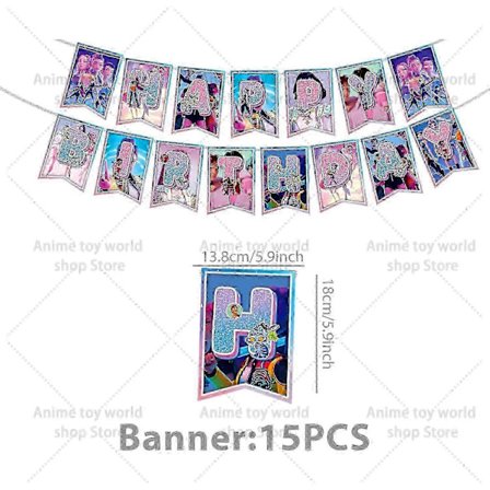 Kpop Demon Hunters -syntymäpäiväjuhlasetti – Pöytäliina, lautaset, mukit, ilmapallot ja kakunkoriste lastenjuhlien banneriin