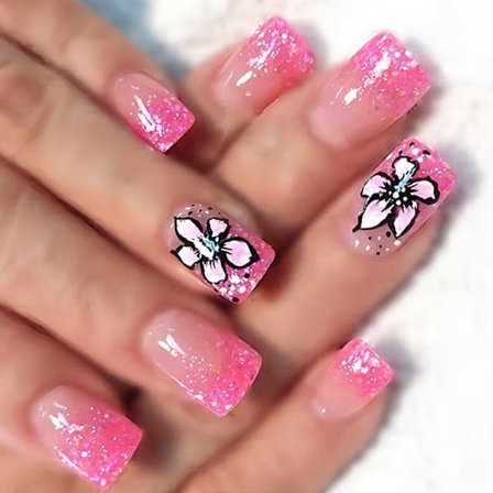 Franska Tippar Lösnaglar Glansiga Designer Falska Naglar, Konstgjorda Nagellim på Naglar