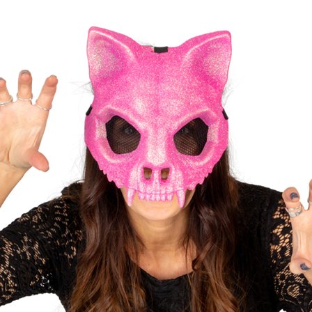 Glitrende 3/4 Skjelettmaske Katt