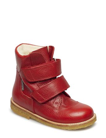 Boots - Flat - With Velcro Vinterstøvler Med Burrebånd Rød ANGULUS