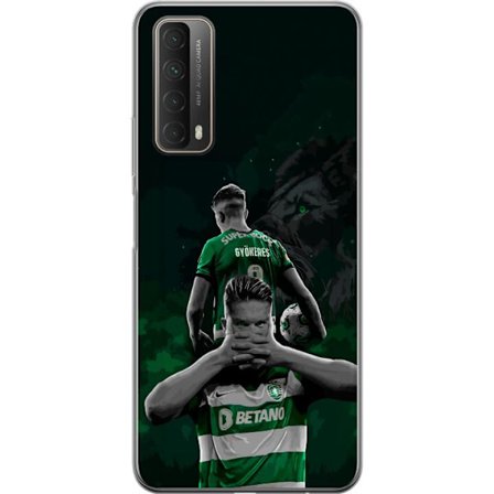 Yhteensopiva Puhelinkuori Huawei P smart 2021 Neonmotiivi, jossa teksti "Gaming is in my DNA" sinisenä ja punaisena tiiliseinällä, jossa loistava DNA-