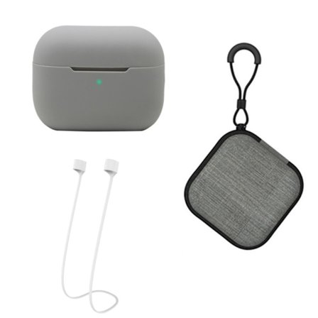 AirPods Pro 2 silikonfodral med rem och förvaringslåda - Grå