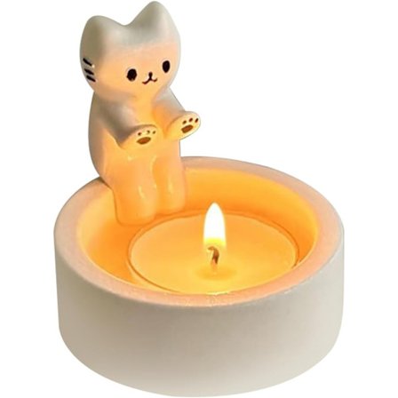 Ljusstake med tecknad katt