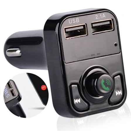 FM-sändare - TD - Cigarettesladdare - 2 USB-portar - Bluetooth - Handsfree