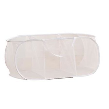 Kleskurver med 1/2/3 rom for vask, bærbar skittentøyskurv for barnerom/reise (Tre hvite)