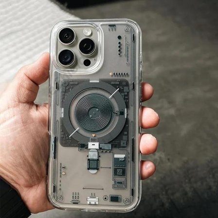 Puhelinkotelo iPhone 16 Pro Max 15 Plus 14 Pro 13 -malleille, hieno reikä, piirilevy, magneettinen, putoamista estävä (iPhone 16 Pro Max/Läpinäkyvä)