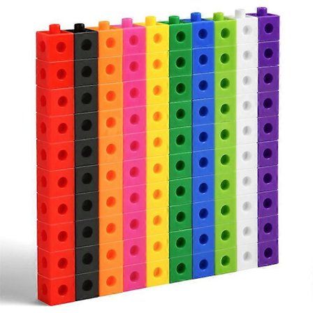 Learning Resources MathLink Cubes, 100 stk. Matematikk-kuber med 10 farger, Koblingskuber(h)