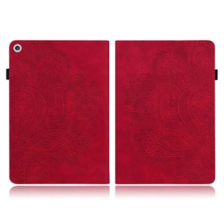 Lenovo Tab M10 HD Gen 2 läderfodral med blomsteravtryck - Röd