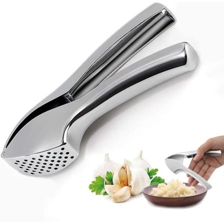 Hvidløgspresser, Praktisk Presse, Hvidløgspresser i Rustfrit Stål, Hvidløgsskærer, Kværn, Ingefærhakker, Arbejdsbesparende Håndtag