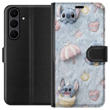 Kompatibel Tegnebogsetui til Samsung Galaxy S25 FE Stitch mønster med hjerter, paraplyer og pastelfarvet blød baggrund
