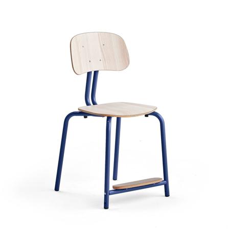 Skolestol YNGVE, benstel, koboltblå, ask, H 500 mm