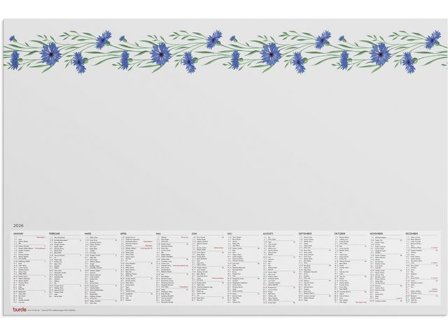 Burde Kalender Skrivunderlägg Blomster 2026 - Lyreco - Almanackor och kalendrar - Bordskalendrar och skrivunderlägg - Skrivunderlägg - Kalender