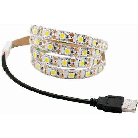 5V USB LED-nauhavalo Valkoinen TV-taustavalo Lamppu Itsekiinnittyvä Joustava Nauhajohto (Lämmin valkoinen-1m 60 lediä)