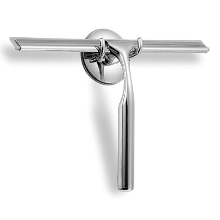 Kylpyhuoneen suihkutilan lasta, kirkas lasiseinän puhdistaja, kylpyhuone, ruostumaton teräs, imukuppikiinnikkeellä - 10 tuumaa, kromi