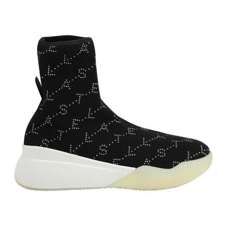 Stella McCartney Pre-owned Stella McCartney Loop Logo Embellished Sock Sneakers in Black Polyamide svart, Dam, Dam, Storlek: 38 EU