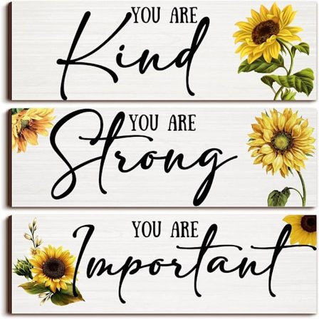 3 stk Blomsterveggdekor Veggkunstskilt Farmhouse treskilt