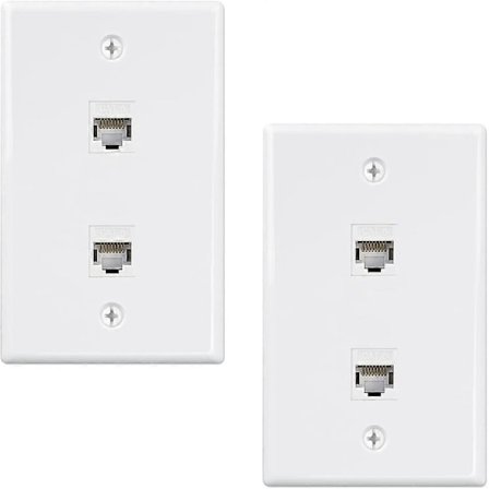Väggplatta med 2 Ethernet-portar, Cat6 Hona till Hona Vägguttag RJ45 Inline Koppling - WELLNGS