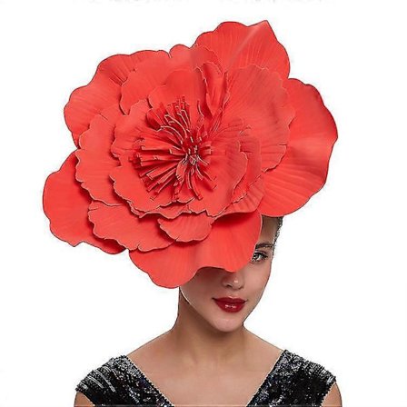 Rød Stort Blomster Hårbånd Top Hat Hovedbeklædning Hanfu Cheongsam Brude Dans Foto Fotografi Hårpynt