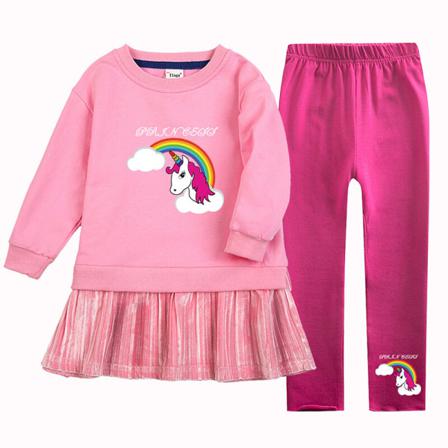 Tecknad Flickor Print Crew Neck Swing Baggy Våren Hösten Outfits