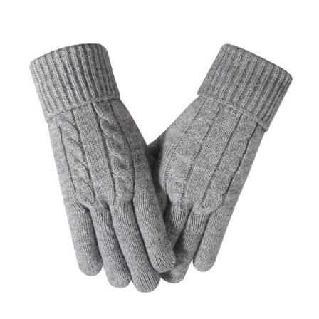 Strikkede handsker til kvinder, cykel-touchscreen handsker, grå