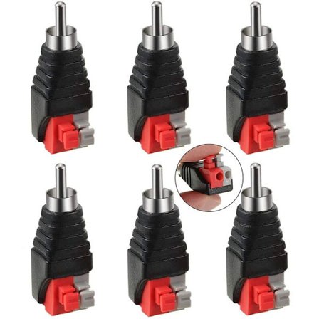 6 st RCA till högtalarkabeladapter Subwoofer-högtalare Phono RCA-hane till AV 2 skruvterminal Video Audio fjäderpress typ Balun för CCTV
