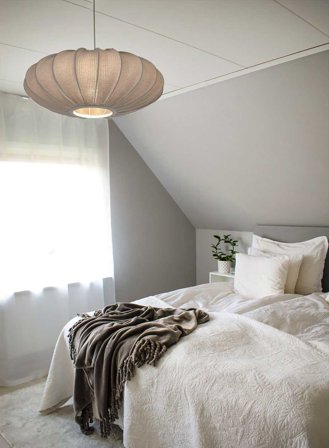 Mamsell taklampe Ø55 - varmgrå tekstil