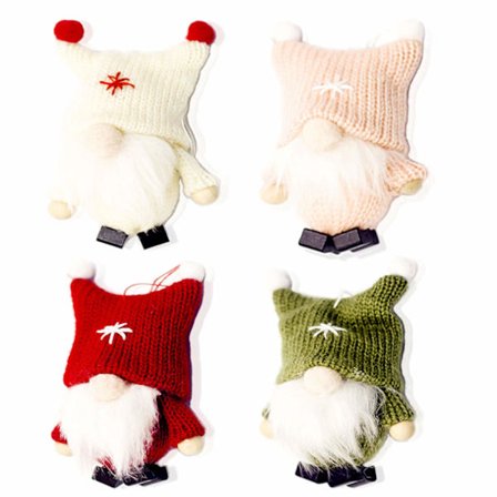 4-pakning Jultomte Juletrepynttopper, Tomteplysj Juletrehengende Tomte Liten Nissepynt Julebordsdekorasjon