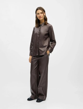 Object Objmelba Re Ls Shirt Noos - Brown - 36