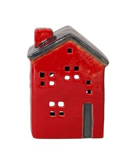 Ljuslykta/prydnad av keramik 12 cm Röd - Linea